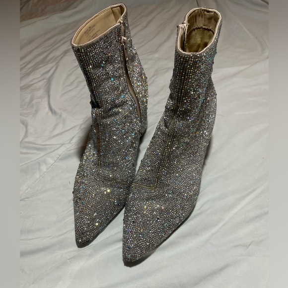Betsy Johnson Rhinestone Ankle Boots Size 10 - Picture 1 of 5